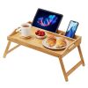 VEVOR Bed Tray Table with Foldable Legs & Media Slot, Bamboo Breakfast Tray for Sofa, Bed, Eating, Snacking, and Working
