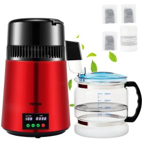 VEVOR 1.1Gal Water Distiller, 0.3Gal/H, 750W Distilled Water Maker Machine 0-99H Timing Setting Temp Display