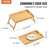 VEVOR Bed Tray Table with Foldable Legs & Media Slot, Bamboo Breakfast Tray for Sofa, Bed, Eating, Snacking, and Working