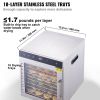 VEVOR Electric Food Dehydrator Machine, 800W Electric Food Dryer, 10 Stainless Steel Trays, with Digital Adjustable Timer & Temperature for Jerky